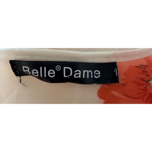 Belle Dame Floral Poncho 2 Piece Set Size Large Coral Peach Sheer Layered Blouse - Picture 8 of 8